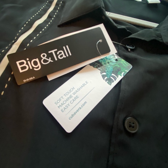 Cubavera Men’s Short Sleeve Button Down Shirt Black Stripe 2XLT Big & Tall NWT - Picture 13 of 14